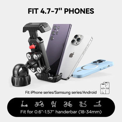 Joyroom Shockproof Bike & Motorcycle Phone Holder – Quick Install Mount with Vibration Dampener for 4.7-7" Phones