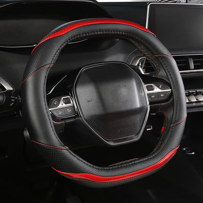 Peugeot 3008/4008/5008 Carbon Fiber & PU Leather Steering Wheel Cover — Car Interior Accessory
