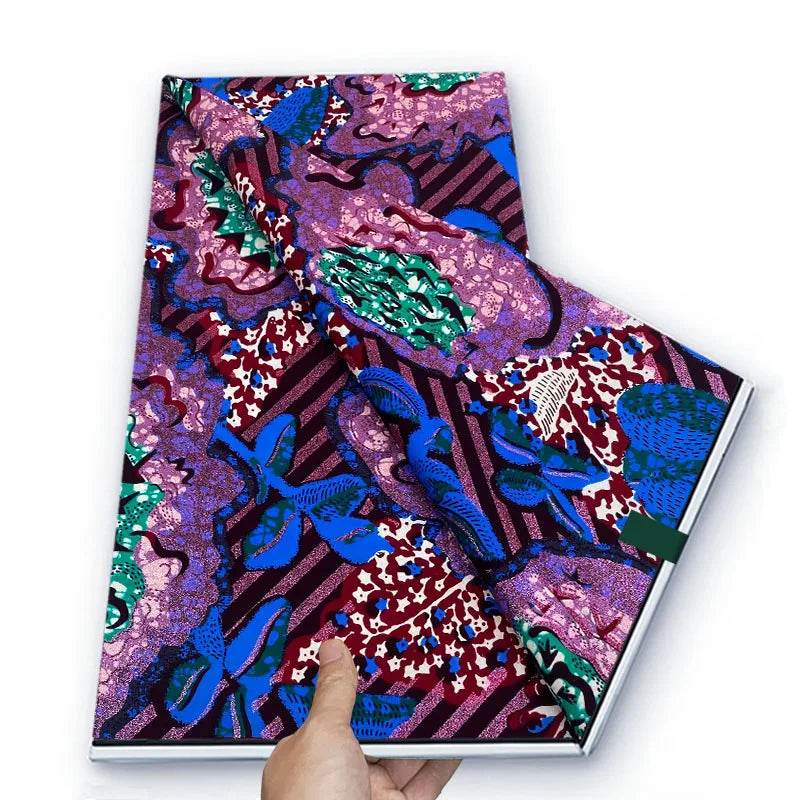 Grand African Glitter Wax Fabric - 6 Yards Soft Cotton Ankara Print Material for Nigerian Clothing