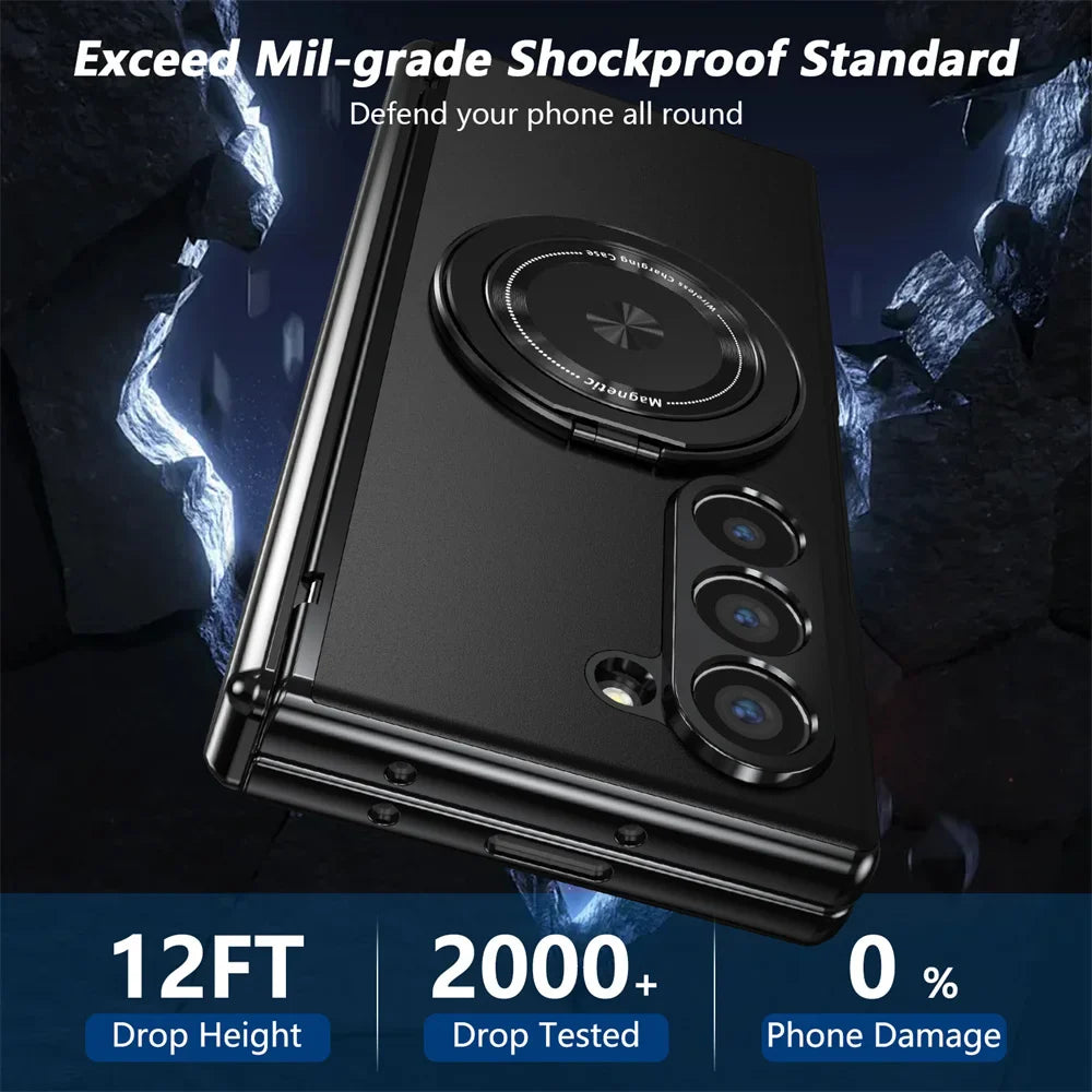 360° Rotating Magnetic Ring Case for Samsung Galaxy Z Fold 6/5/4/3 5G – Hinge Protection Phone Cover with Holder