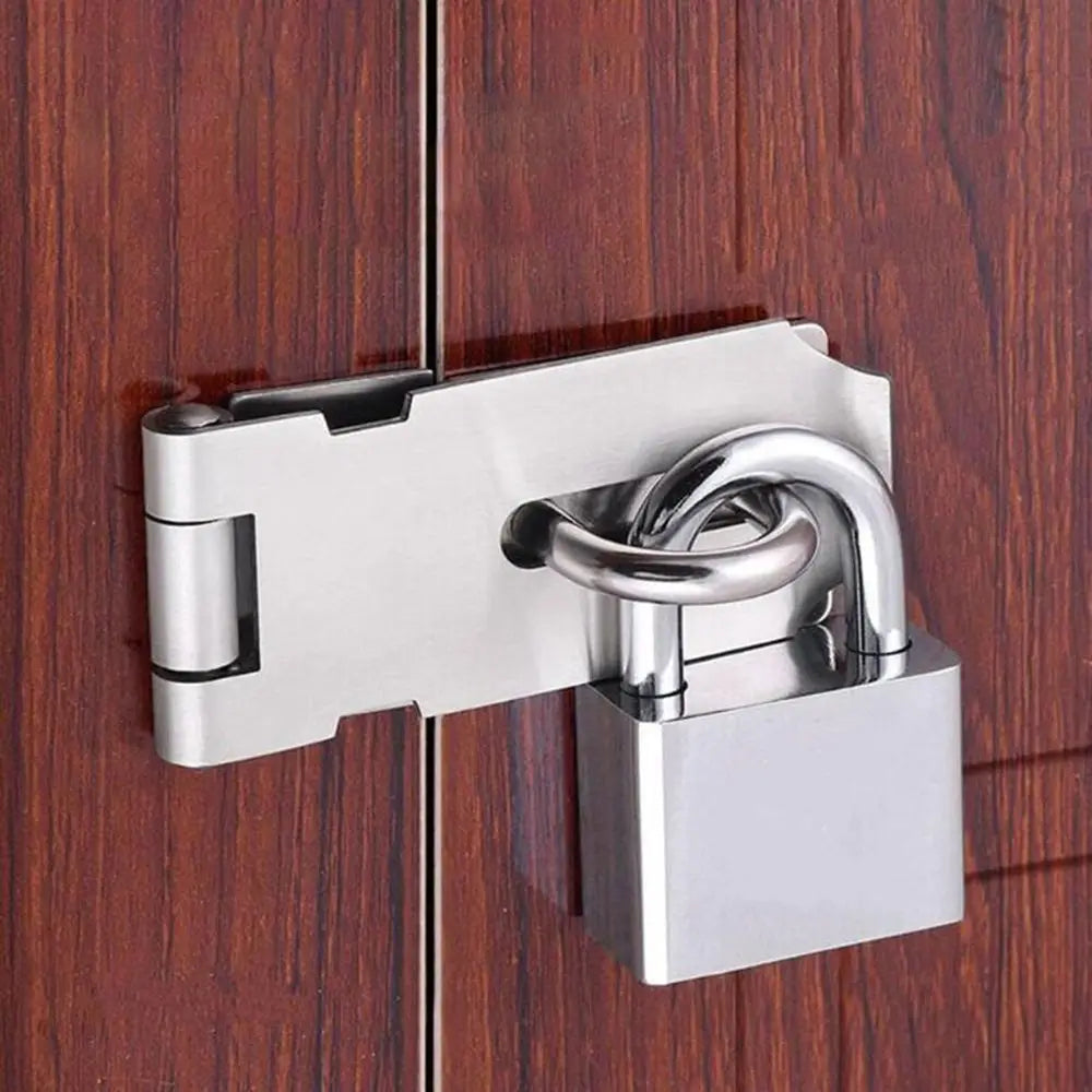 Stainless Steel Padlock Hasp Lock | 90° Right Angle Door Clasp, Shed Gate Latch, Burglar-Proof Household Bolt Buckle