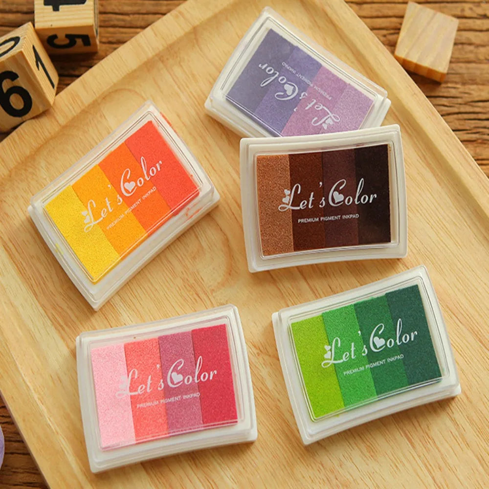 Durable Printing Ink Pad Set – Four-Color Gradient DIY Fingerprint Sponge for Creative Stationery Decoration