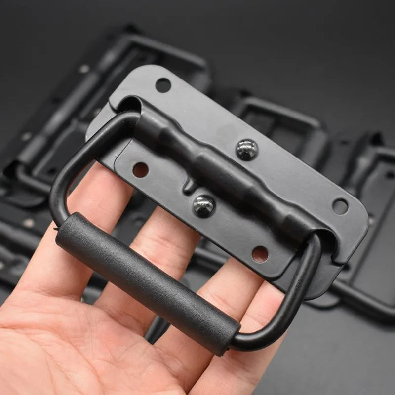 Iron Spring Handle | Black Folding Handle for Luggage, Tool Boxes, Industrial Equipment, and Cabinets