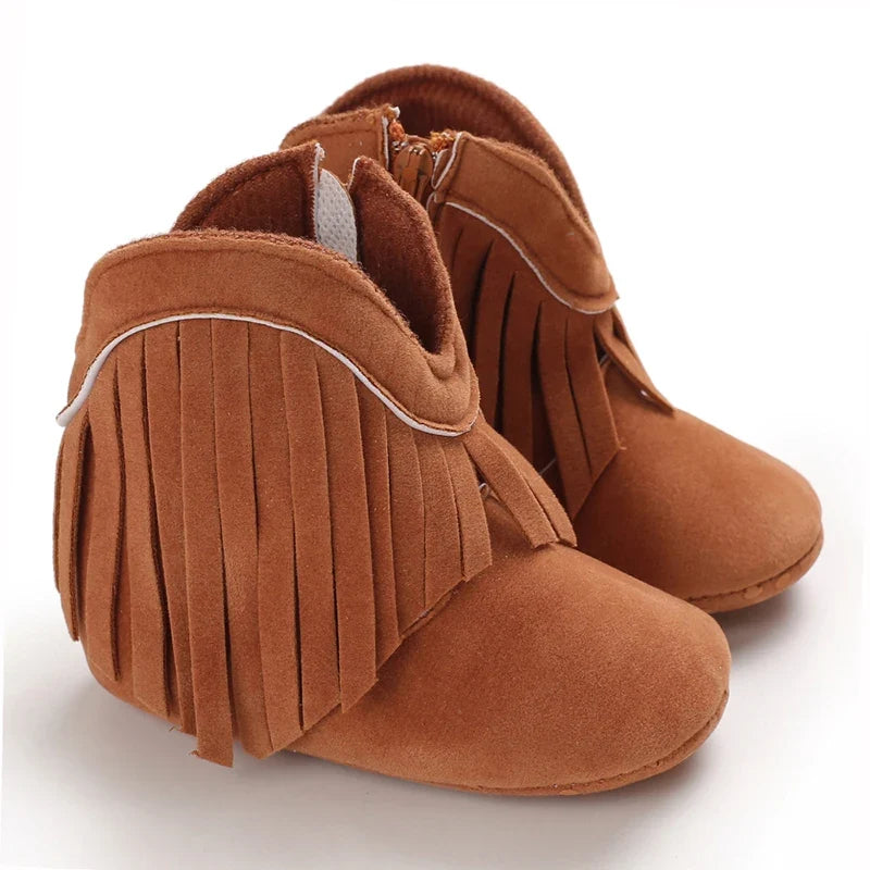 Western Denim Baby Winter Boots - Warm Casual First Walker Shoes for Boys & Girls 0-18 Months