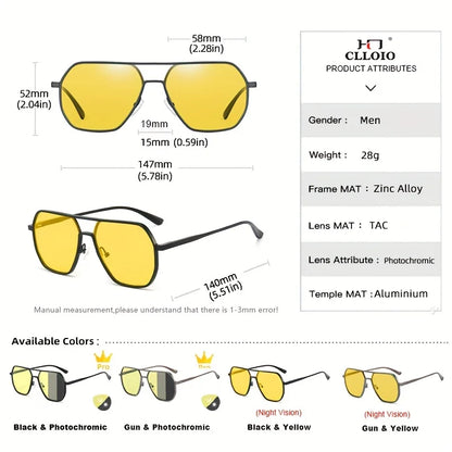 CLLOIO Anti-Glare Day & Night Vision Glasses – Polarized Photochromic UV400 Driving Sunglasses for Men & Women