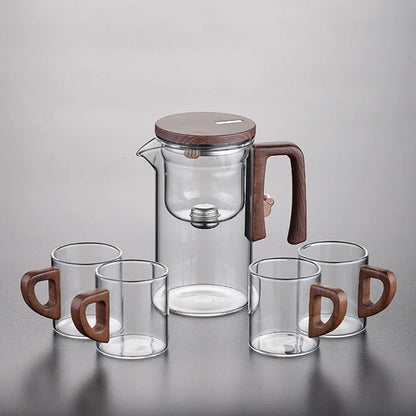 Glass Tea Pot Kettle with Magnetic Infuser - 520ML/720ML Tea Filtration Cup Set with One-Click Switch