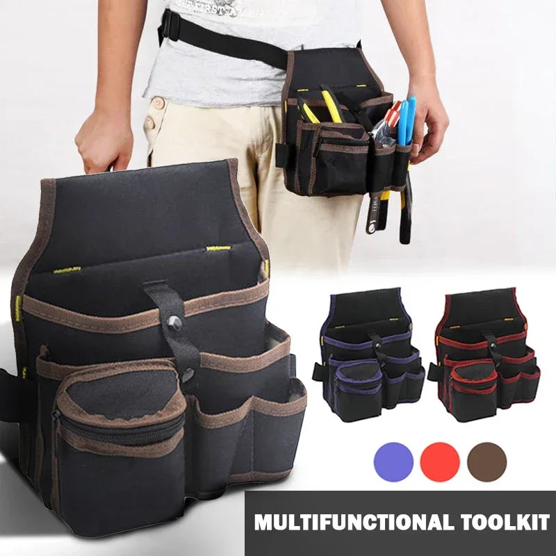 Multifunctional Tool Storage Bag – Electrician Toolkit Waist Pouch with Belt for Drill, Wrench, Screwdriver, and Hardware Tools – Organizer Bag