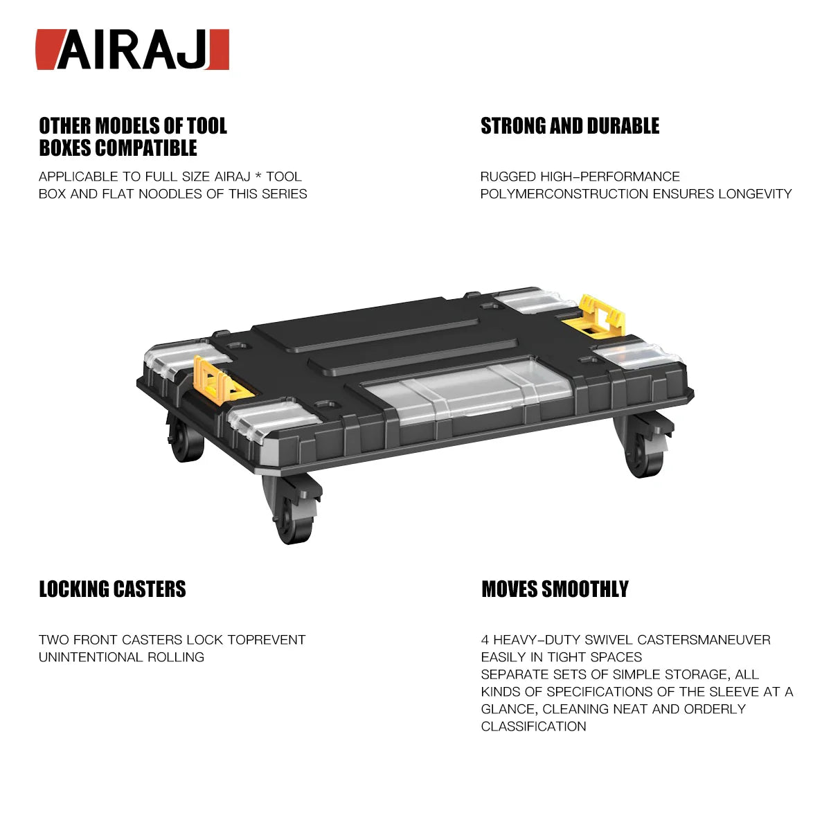 AIRAJ Stackable Modular Toolbox Set — Portable Combo ToolBox with Wheels for Space-Saving Storage & Easy Mobility