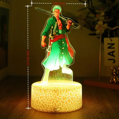 One Piece Luffy Zoro Action Figures 3D LED Lamp – Anime PVC Model Toy Night Light for Kids & Christmas Gift