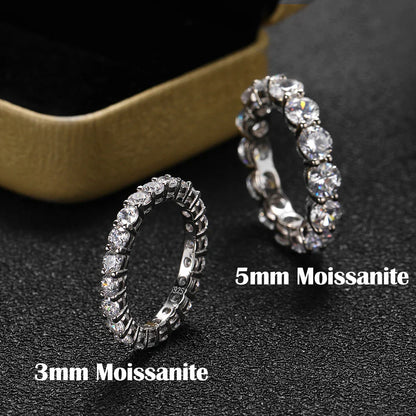 FEOBUR 7ct 5mm Moissanite Ring – Certified 925 Sterling Silver Full Diamond Engagement & Wedding Eternity Band for Men & Women