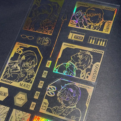 Evangelion Eva Anime Laser Metal Sticker – Cartoon Waterproof Decorative Sticker for Notebook, Headset, Phone & Tablet Gift