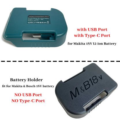 Makita 18V & 40V Battery Holder with USB & Type-C – Compatible with BL1840, BL1850, BL1860, Fast Charging Adapter for Makita Chargers