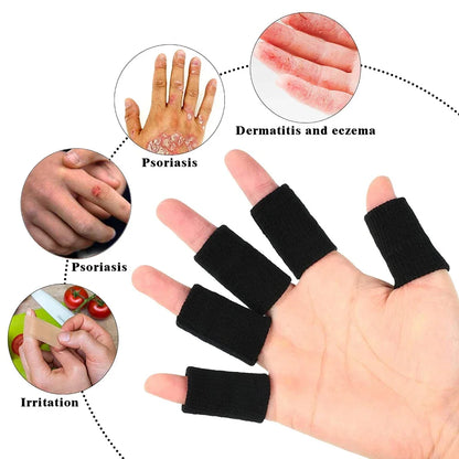 10Pcs Finger Sleeves Set – Soft Breathable Nylon Thumb Brace & Elastic Support Tape for Sports & Arthritis Relief