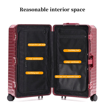Wide Handle Travel Suitcase – Men’s and Women’s 20/24/26-Inch Carry-On Luggage with PC Aluminum Frame Trolley Case