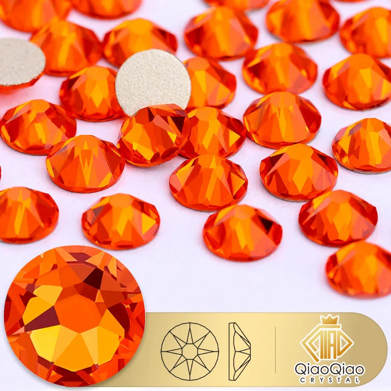 QIAO 2088 Crystal Nail Art Rhinestones — Flat Back Non-Hotfix Strass for DIY Nail Decorations (8 Big + 8 Small)