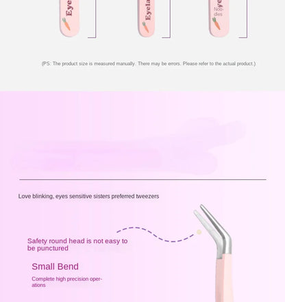 6 Types False Eyelash Tweezers — Stainless Steel Anti-Static Curved & 3D Lash Tools