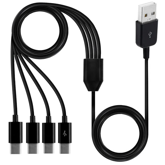 Type-C USB Y Splitter Cable – 1 to 2/3/4 Port Multiple Charging & Data Cable for Smartphone & Tablet, 0.3m/1m/1.5m