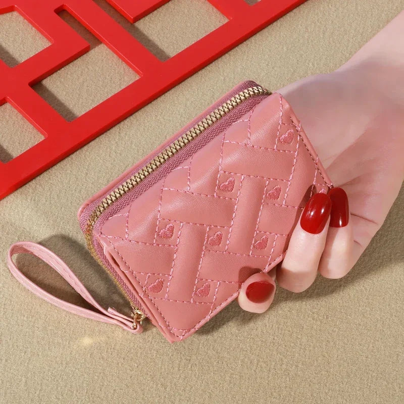 Men’s Fashion Embroidered Love Coin Purse – Trifold Wallet with Multi Card Slots