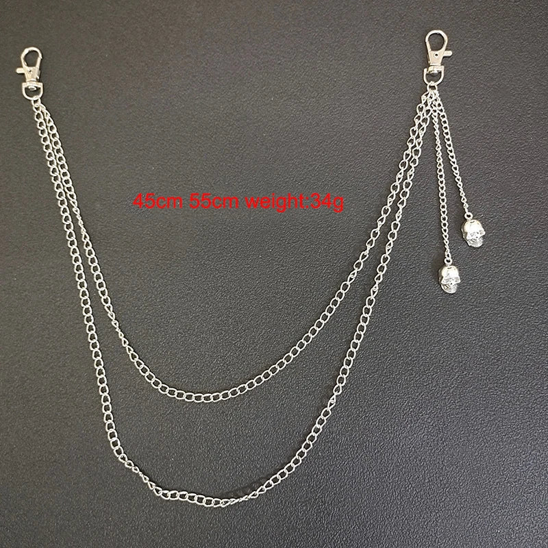 Punk Street Moon & Star Keychain – Goth Skull Rivet Waist Chain for Jeans, Unisex Rock Accessories