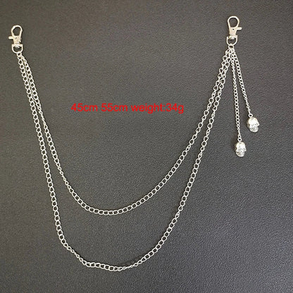 Punk Street Moon & Star Keychain – Goth Skull Rivet Waist Chain for Jeans, Unisex Rock Accessories