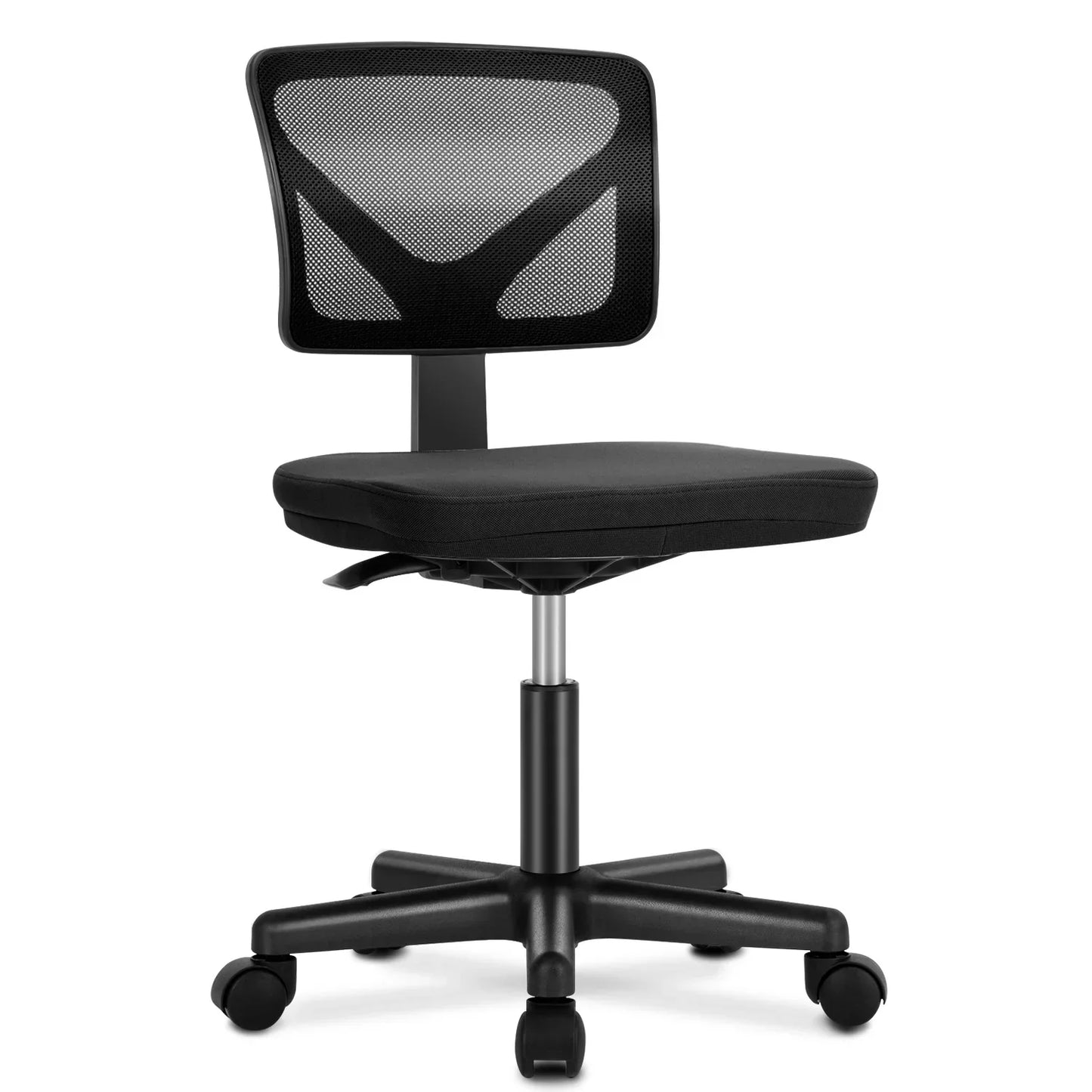 Mesh Armless Office Chair – Low Back with Lumbar Support, Adjustable Height, 360° Swivel & Wheels