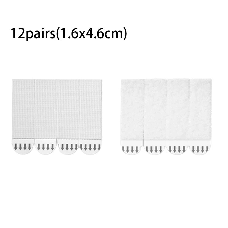 Double-Sided Adhesive Wall Strips — 12/24 Pairs Removable Hooks for Damage-Free Hanging