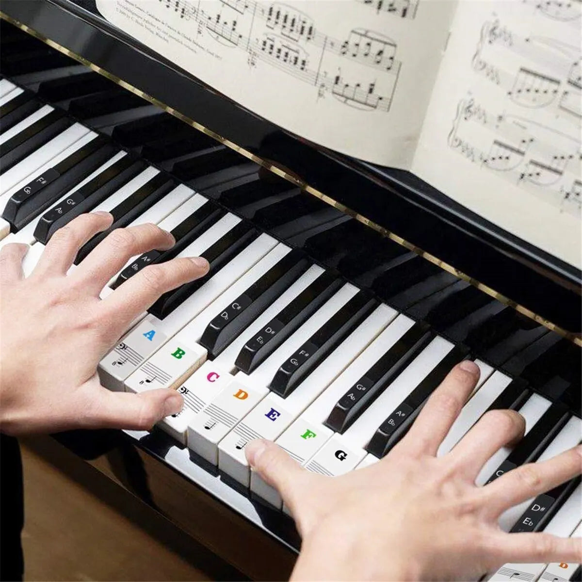 Piano Keyboard Note Stickers - Removable Music Key Labels for 37 49 54 61 88 Key Electronic Pianos & Keyboards