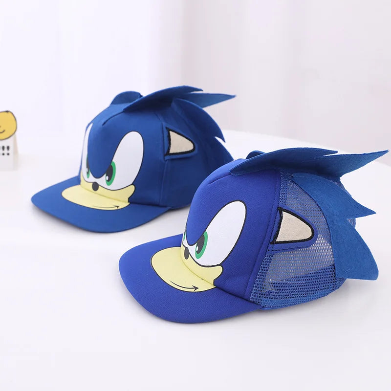 Children’s Sonic Baseball Cap — Cartoon Flat Brim Spring & Autumn Hat for Boys & Girls