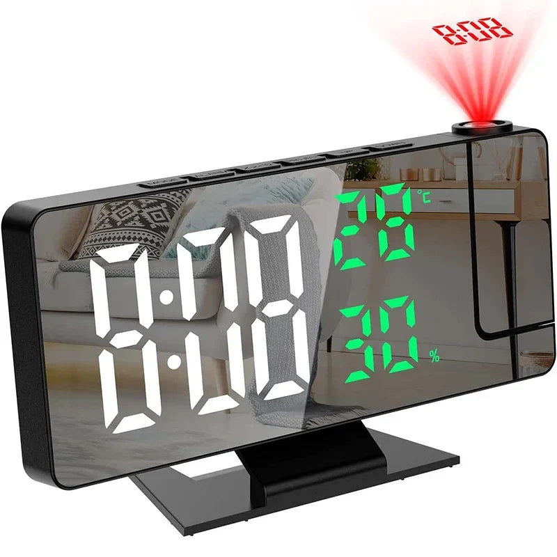 LED Digital Projection Alarm Clock – Ceiling Projector with Time, Temperature Display, Backlight & Snooze Function for Home