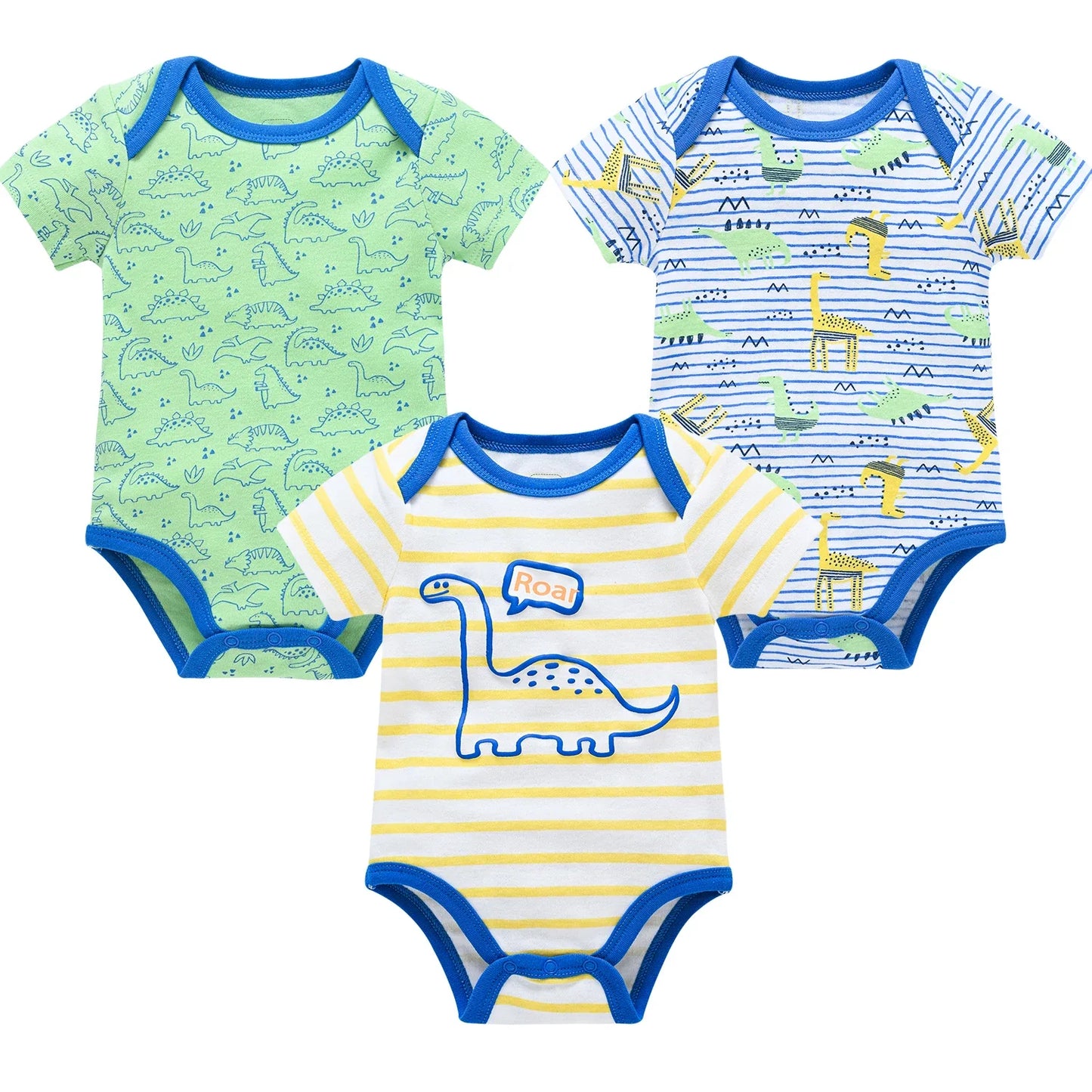 3/6PCS Baby Cotton Bodysuits – Short Sleeve Onesies for Newborns & Toddlers 0-12 Months, Boys & Girls