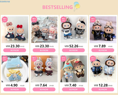 Labubu 15-17cm Blind Box Keychain Doll Outfit – Sweater & Glasses Accessory Set
