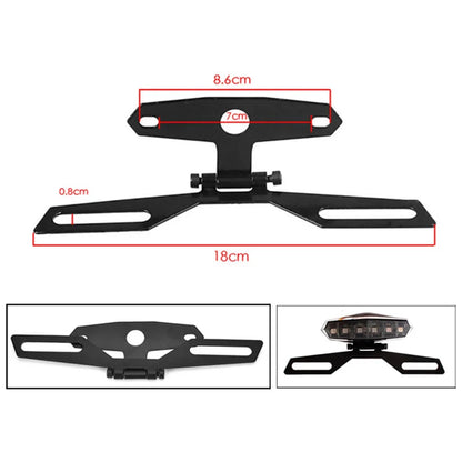 Motorcycle License Plate Bracket & Taillight Mount — Folding Number Plate Frame, Universal Motorbike Accessory