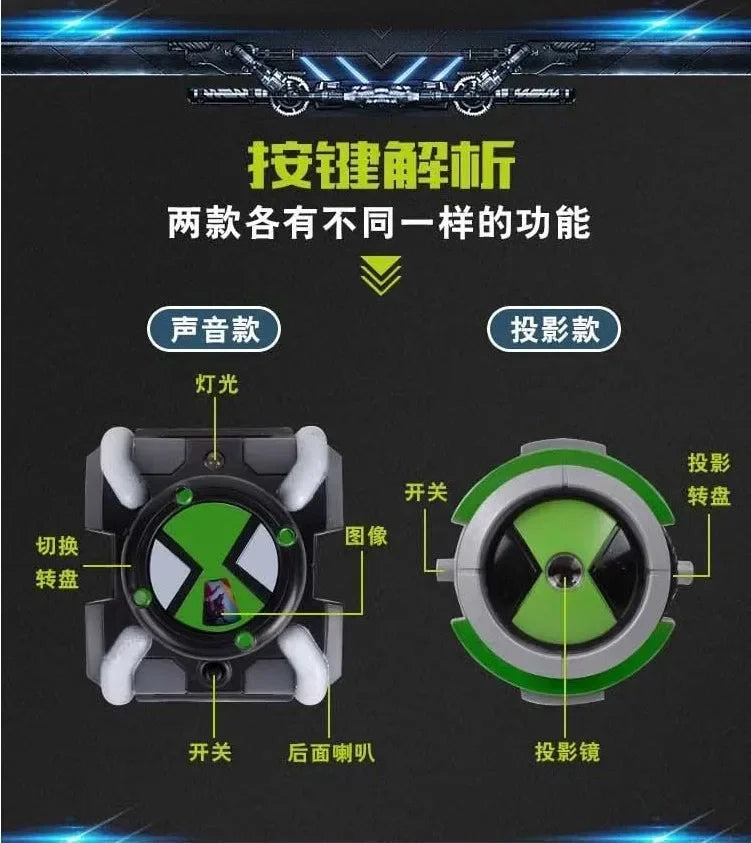 Omnitrix BEN10 Action Figure – Ben Tennyson Projection Watch with Sound & Light, Kids’ Smart Toy Gift