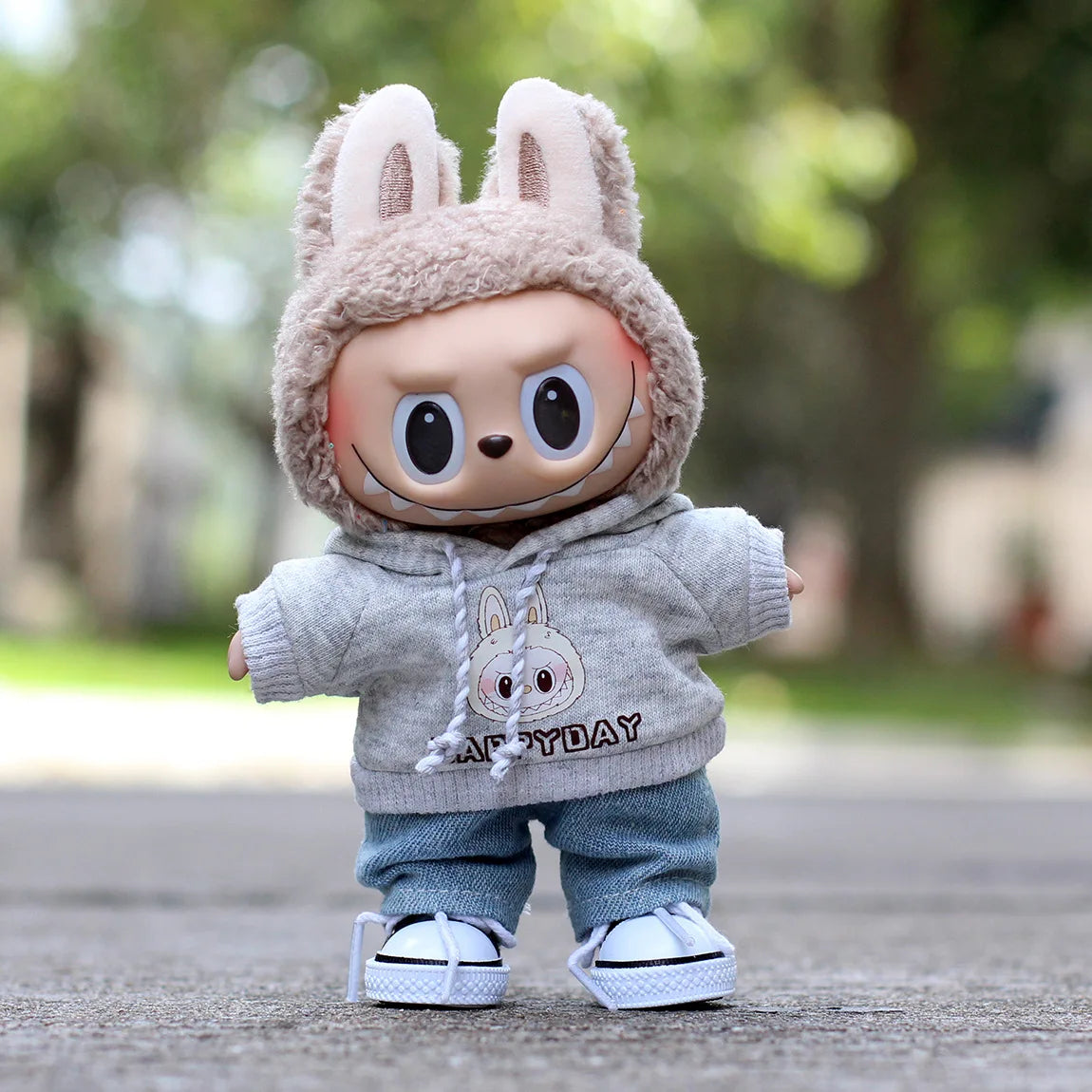 17cm Labubu Clothes - Heart-Beating Sweatshirt for Macaron Labubu Dolls
