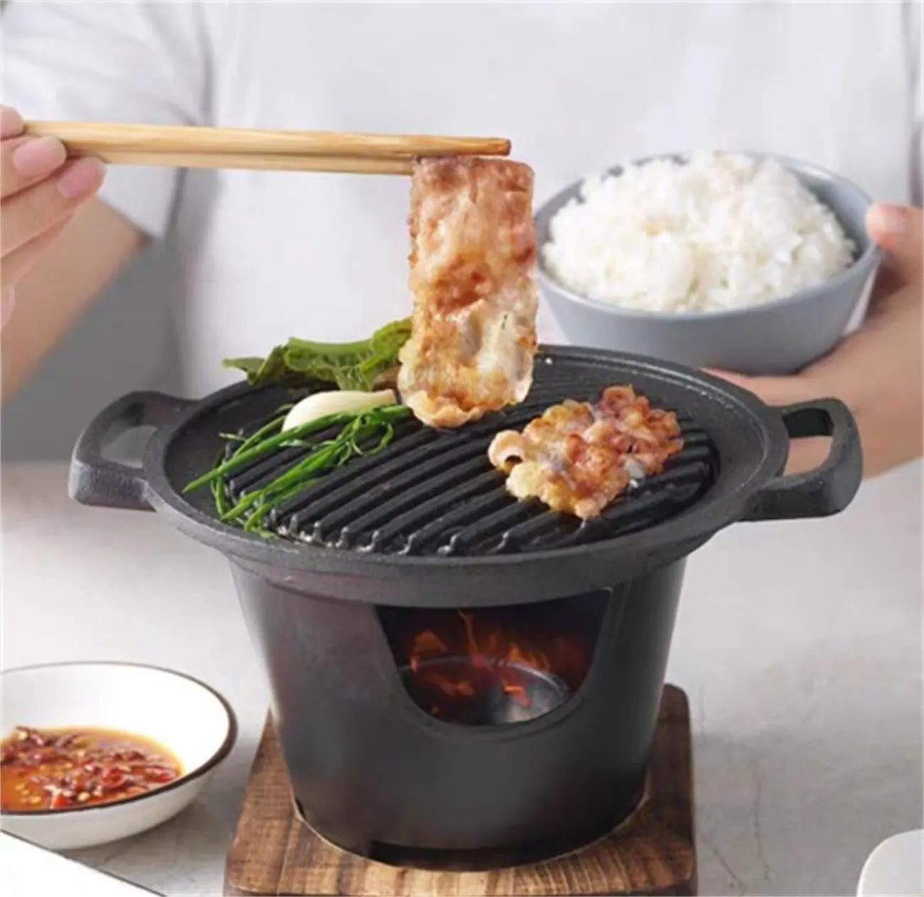 Mini BBQ Alcohol Stove Barbecue Grill | Japanese One-Person Cooking Oven | Detachable Outdoor BBQ Plate for Roasting Meat