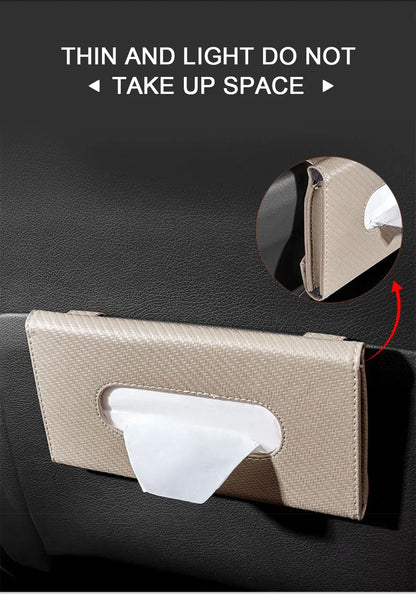 SEAMETAL Car Sunshade Tissue Box – Universal Auto Interior Paper Towel Storage Bag with Carbon Fiber Sun Visor Design
