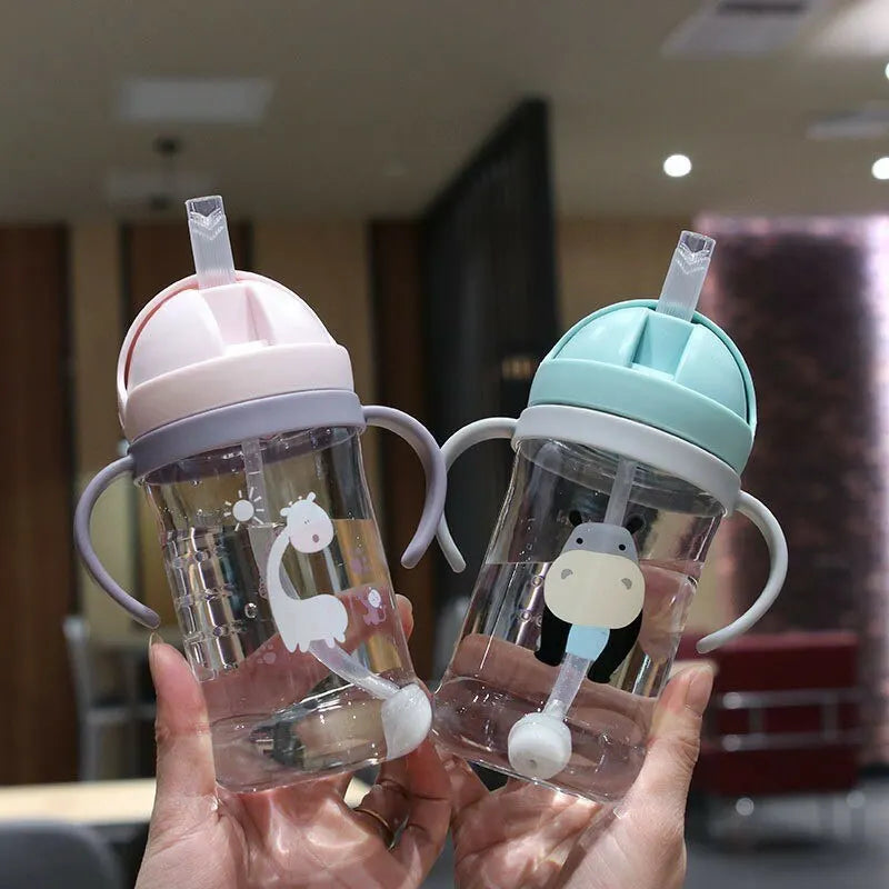350ml Kids Drinking Cup - Feeding Bottle with Straw, Gravity Ball, Wide Caliber Design