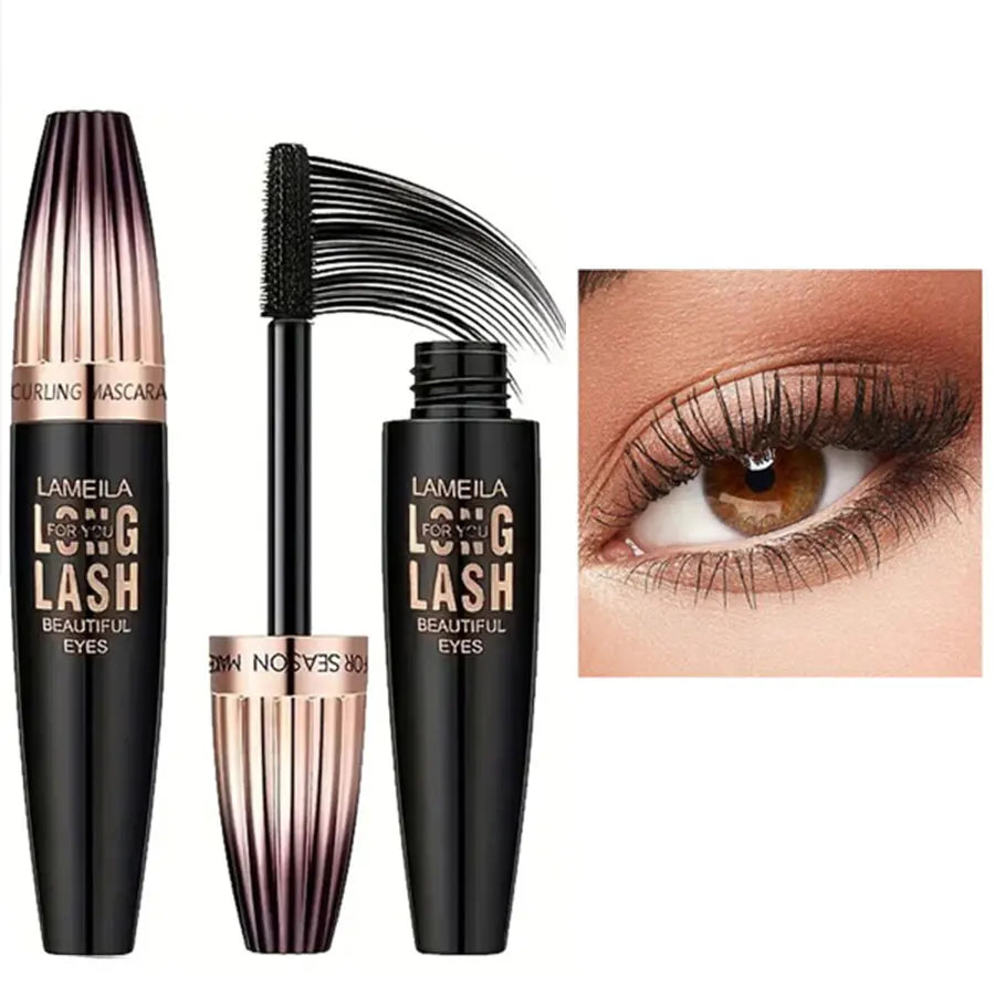 Waterproof 4D Mascara – Thick, Long, Smudge-Proof, Plump & Long-Lasting Curling for Large Eye Makeup, Makeup Tools