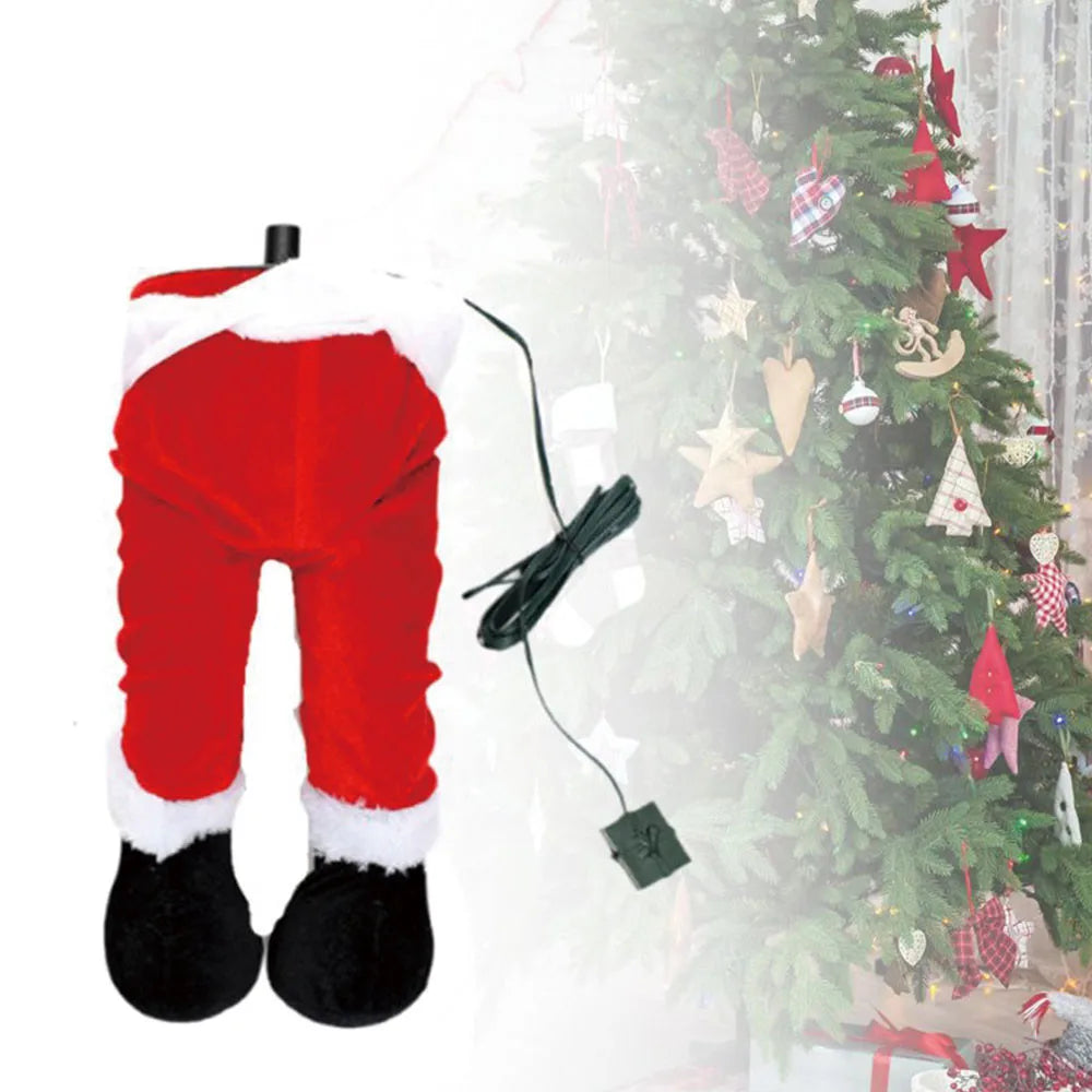 Fun Christmas Tree Leg Decoration | Plush Topper & Sticky Holiday Tree Ornament