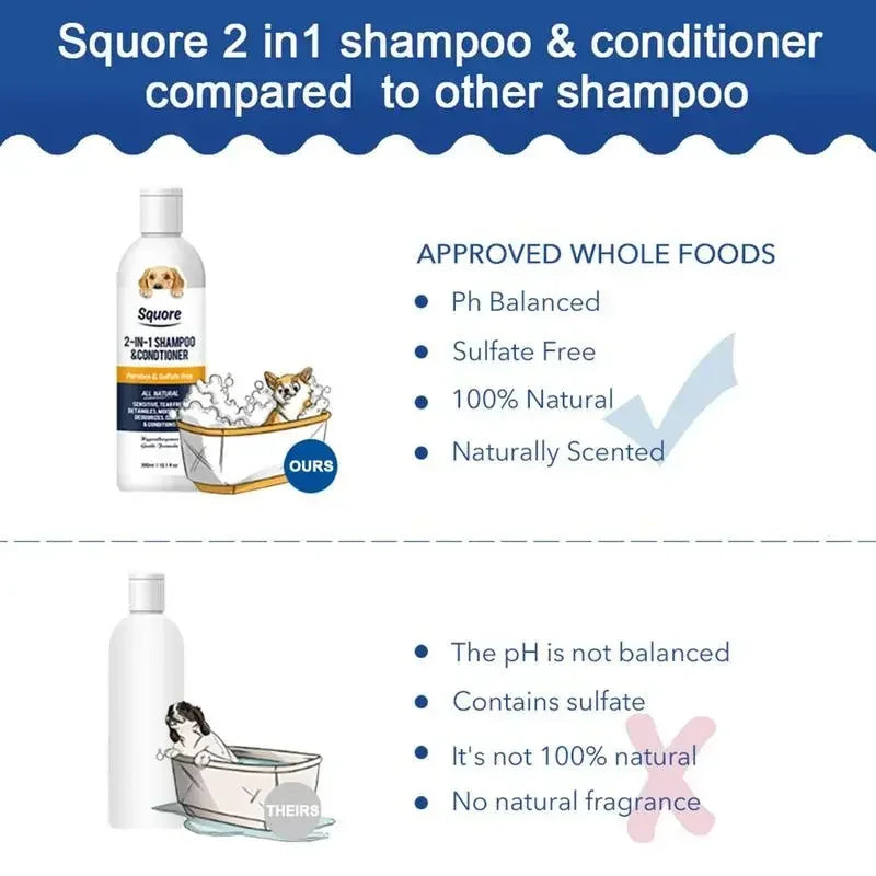 Puppy Shampoo and Conditioner 2 in 1 - Natural Moisturizing Dog Shampoo for Sensitive Skin, pH Balanced Formula