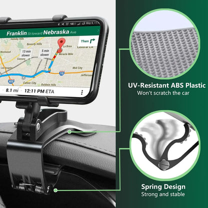 Universal Car Phone Holder Stand - 360° Rotating Dashboard GPS Clip Mount for iPhone and Smartphones