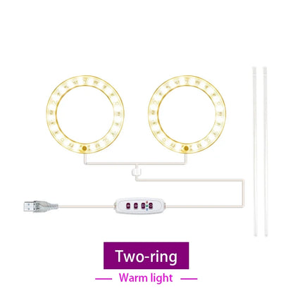 LED Full Spectrum Grow Light — USB 5V Adjustable Height Dimmable Lamp with Timer for Indoor Plants & Herbs