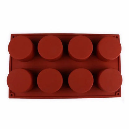 8-Cavity Round Silicone Cake Mold — Chocolate, Oreo, Cookie, Jelly, Pudding, Soap & Cheesecake Baking Tool