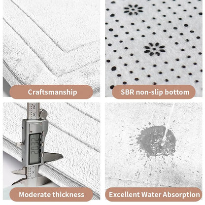 Non-Slip Bathroom Mat - Soft, Comfortable Absorbent Floor Carpet, Machine Washable & Quick-Dry Shower Room Doormat