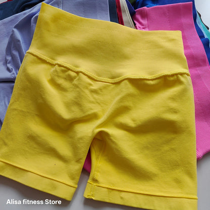 High Waisted Yoga Shorts - Seamless Tummy Control Fitness Shorts for Running, Workout & Activewear