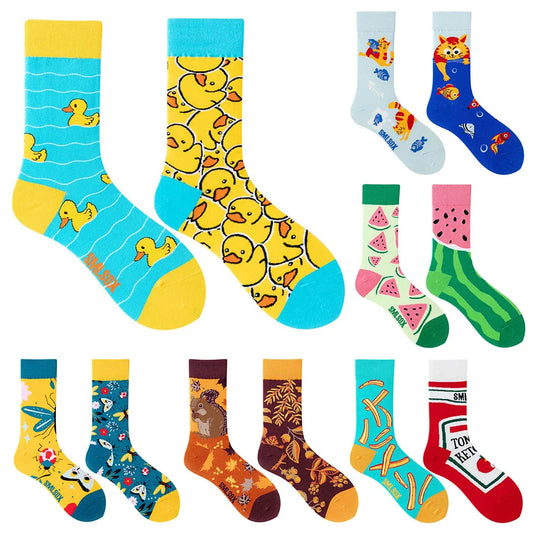 Unisex AB Tide Animal Cotton Socks – Colorful Cat, Dog, Koala, Cow Crew Socks for Men & Women, Four Seasons Gift