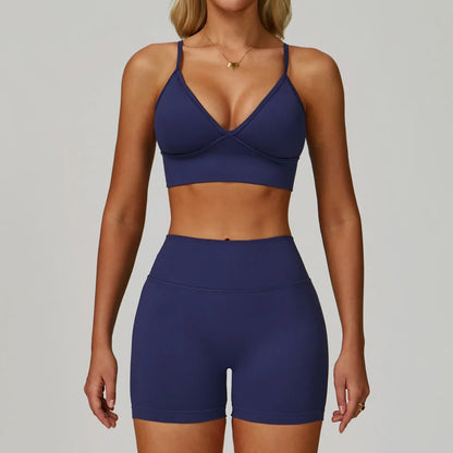 2/3PCS Women’s Seamless Yoga & Gym Set – Push-Up Sports Bra, Long Sleeve Jacket & Workout Leggings