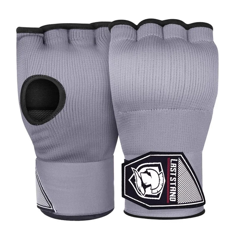 MMA Half Finger Gel Boxing Gloves with Long Wrist Strap - Muay Thai & Sanda Training Inner Hand Wrap Accessory