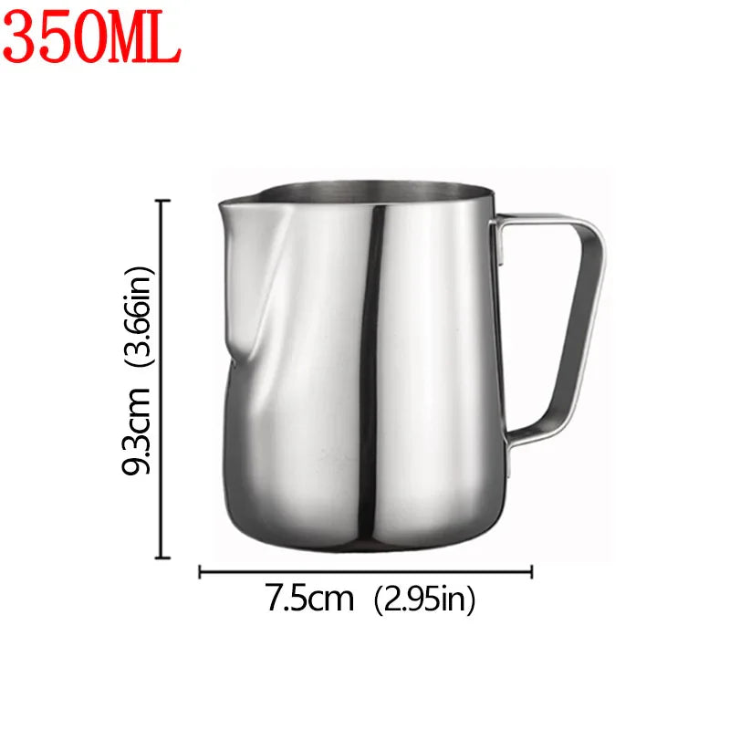 Stainless Steel Milk Frother Jug — Latte Pitcher with Measurement for Coffee & Espresso Barista Tools