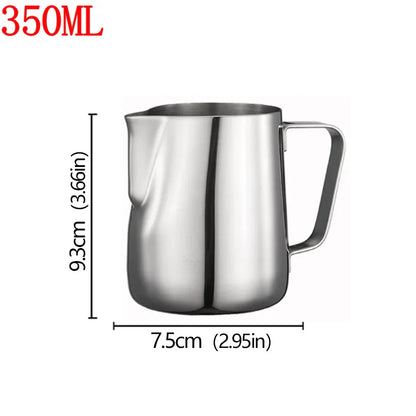 Stainless Steel Milk Frother Jug — Latte Pitcher with Measurement for Coffee & Espresso Barista Tools